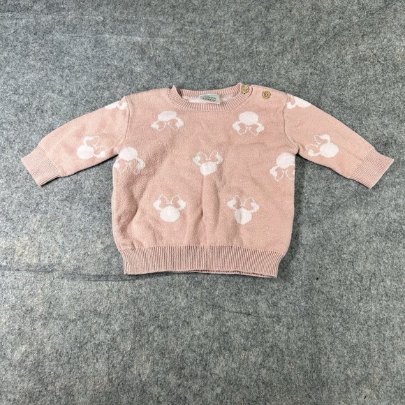 Disney Baby Other - Disney Baby Girl Sweater Size 0-3 Months Minnie Mouse Pink Knit Pullover Mickey